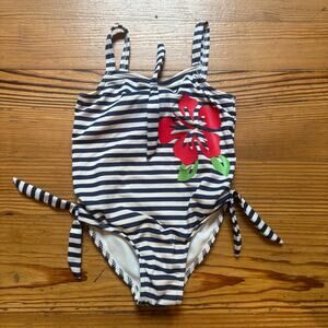 Penelope Mack blue white striped tropical one piece toddler swimsuit SIZE 3T